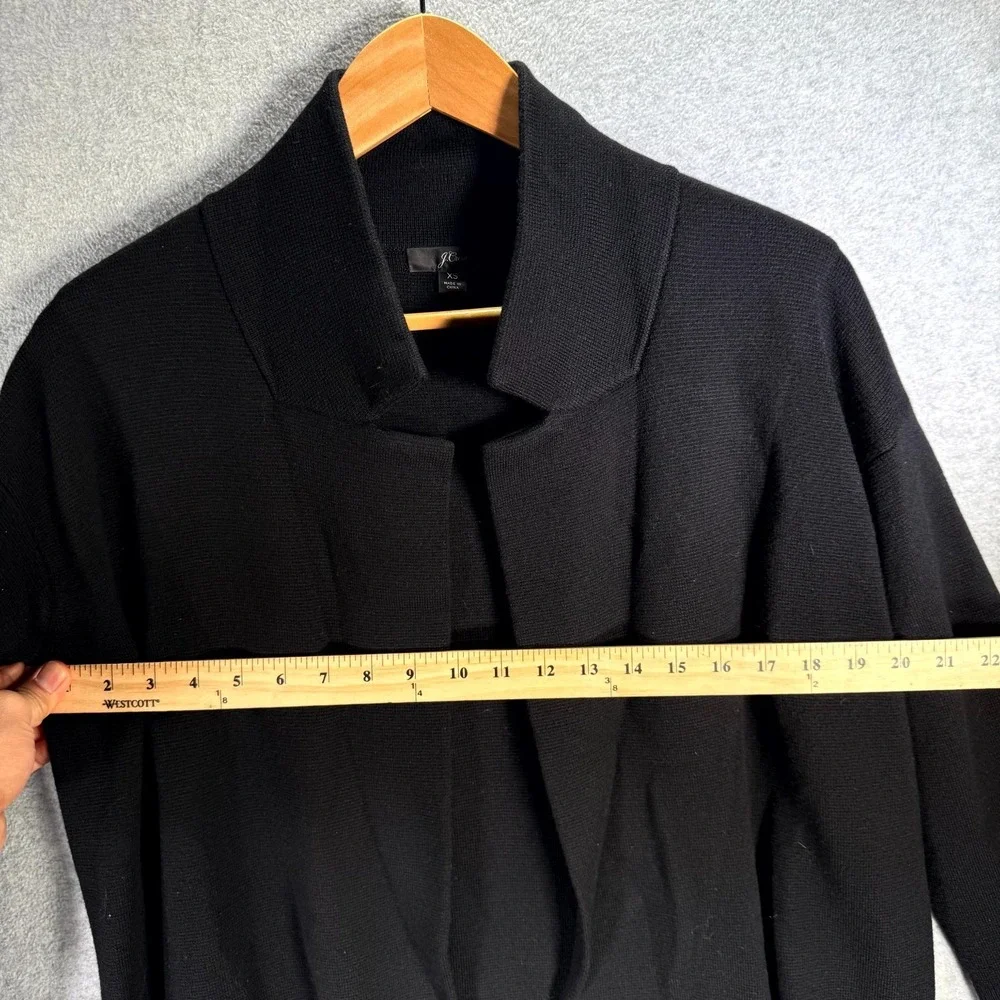 J.Crew Open Cardigan‎ Merino Wool Blend Womens XS Black Knitted Long Sleeve